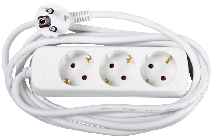 Skjøteledning 3-veis m/jord 3 meter